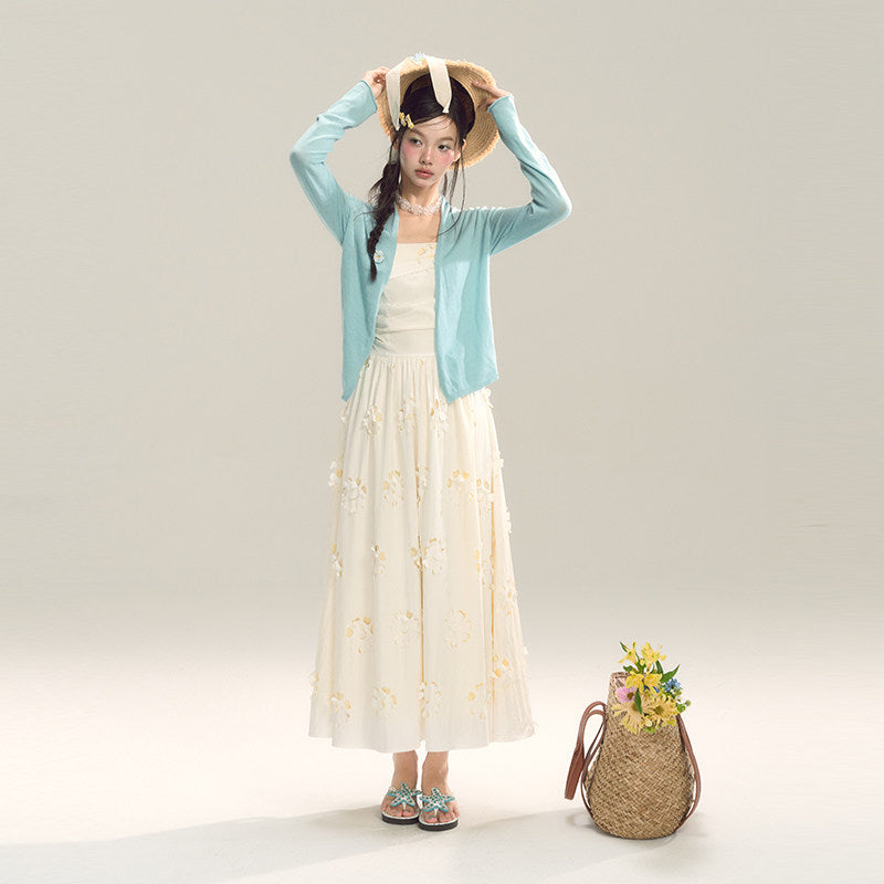 Hollow-Out Square Neck Sling Dress