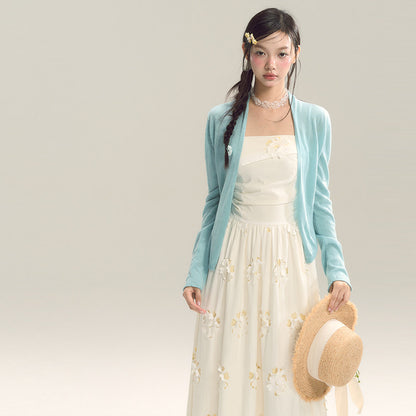 Hollow-Out Square Neck Sling Dress