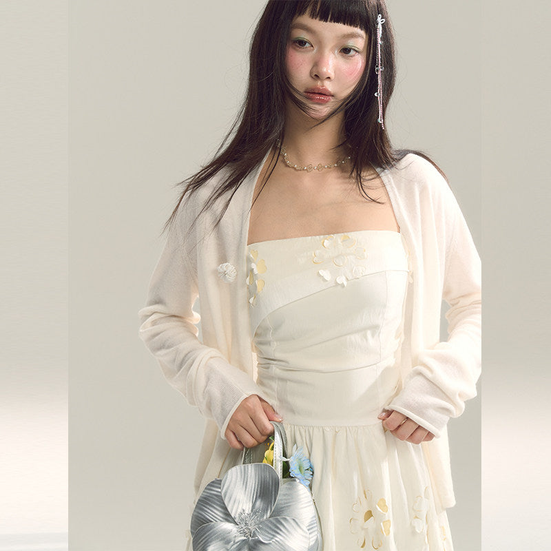 Hollow-Out Square Neck Sling Dress