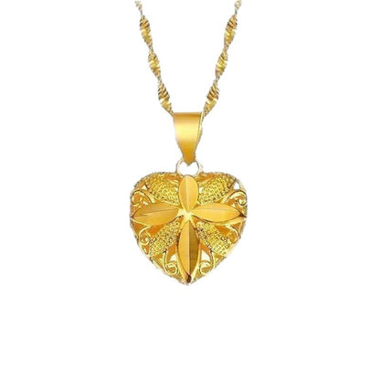 Hollow Rose Heart Pendant Necklace