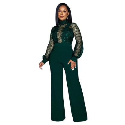 Hollow See-Through Long-Sleeved Jumpsuit