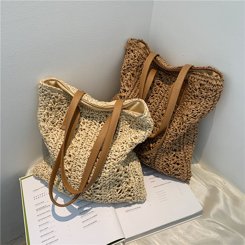 Hollow Straw Weave Shoulder Bag