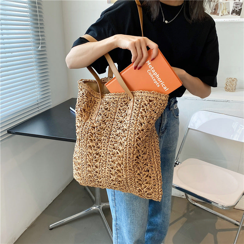 Hollow Straw Weave Shoulder Bag