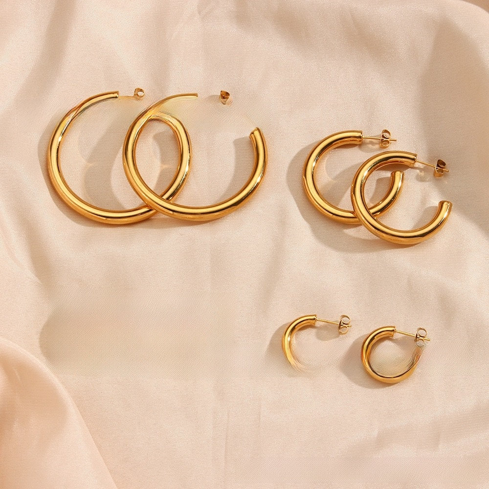 Hollow Tube C-Shaped Earrings