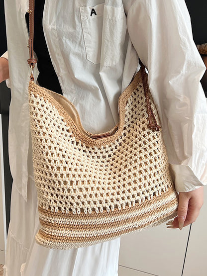 Hollow Woven Tote Bag Large Capacity Casual Shoulder Bag