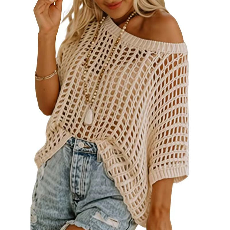 Hollowed-out knitted sweater for women in summer