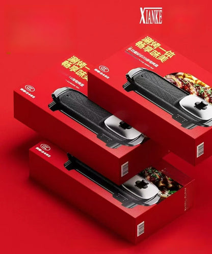 Home electric hot pot and grill combo