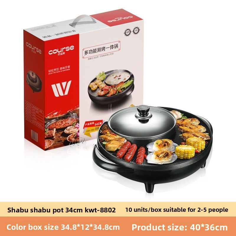 Home electric hot pot and grill combo