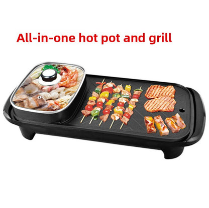 Home electric hot pot and grill combo