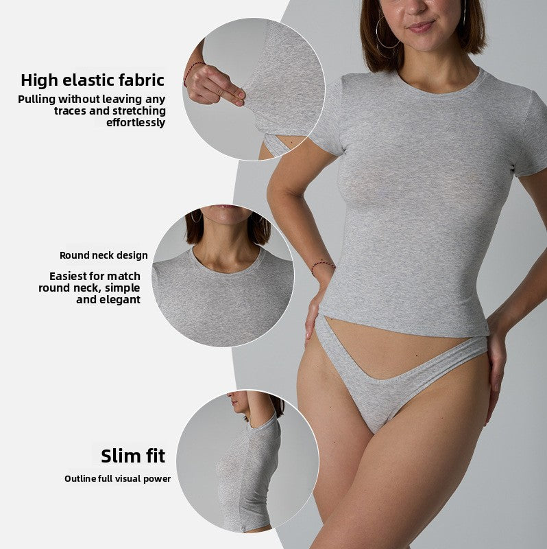 Home High Elastic Slim Sports Running T-Shirt