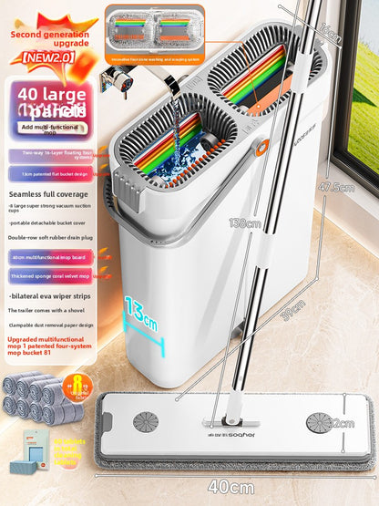 Home-use hands-free flat mop cleaning tool, suitable for both dry and wet mopping