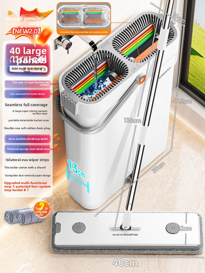 Home-use hands-free flat mop cleaning tool, suitable for both dry and wet mopping