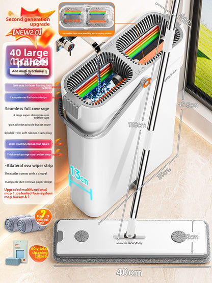 Home-use hands-free flat mop cleaning tool, suitable for both dry and wet mopping