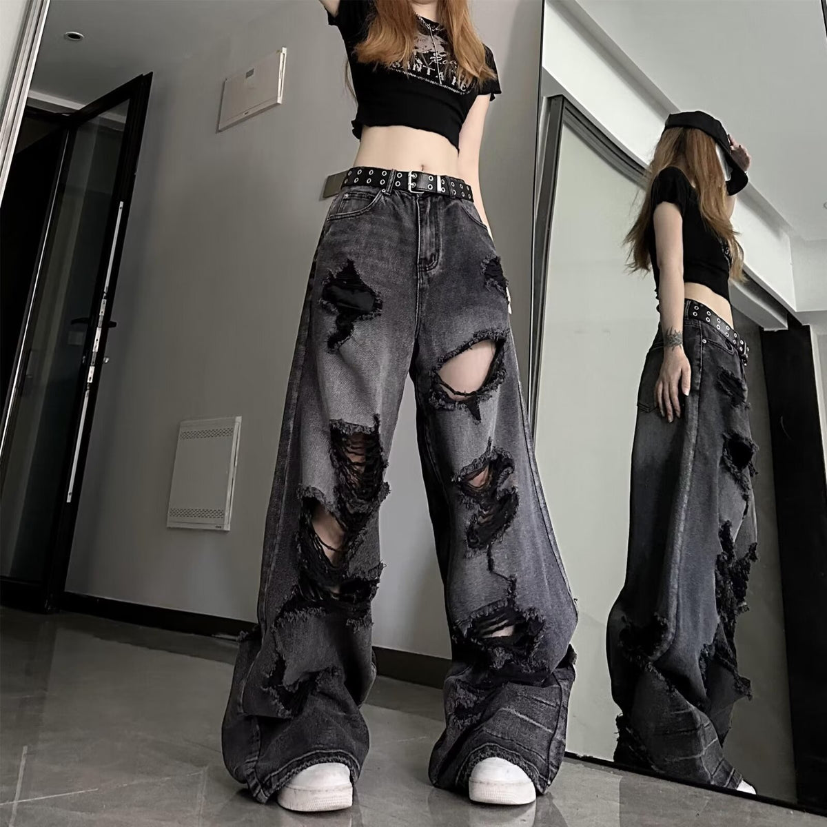 Hong Kong style ripped jeans