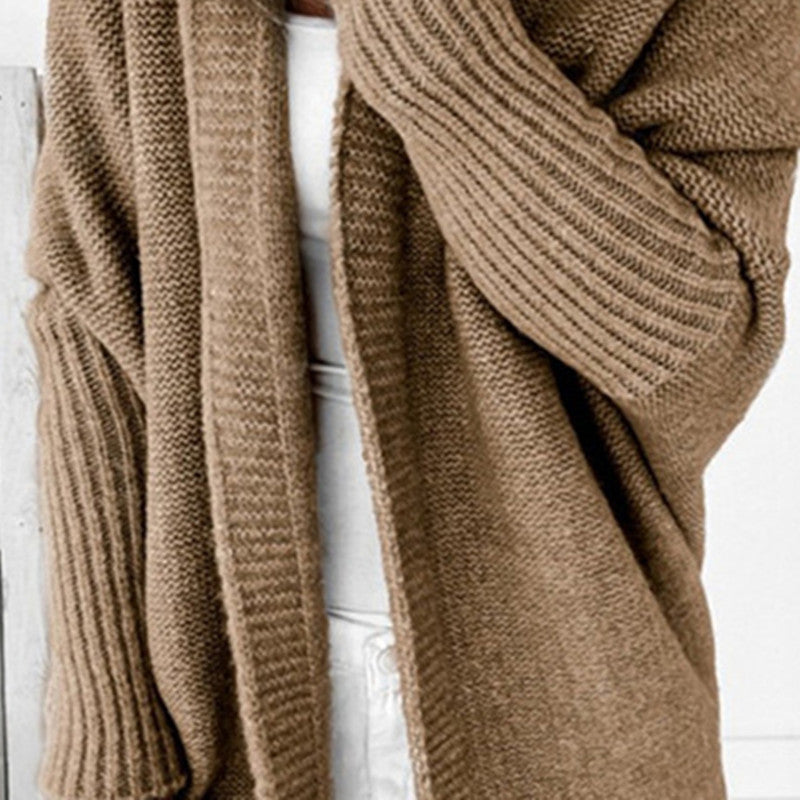 Hooded Batwing Sleeve Knit Sweater