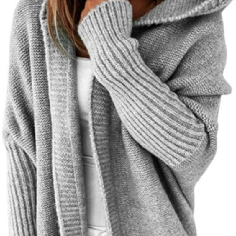 Hooded Batwing Sleeve Knit Sweater