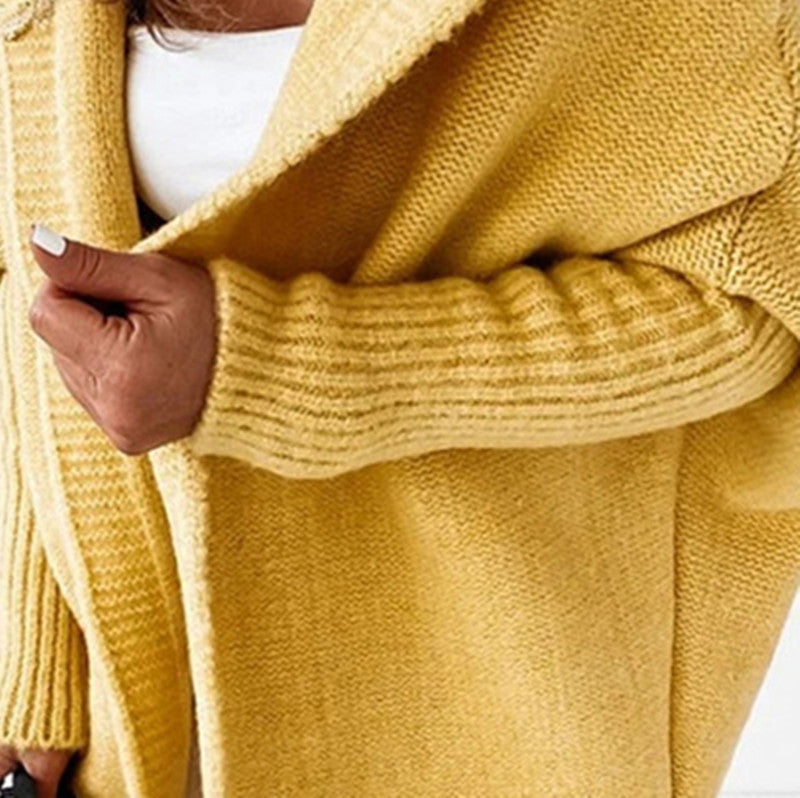 Hooded Batwing Sleeve Knit Sweater