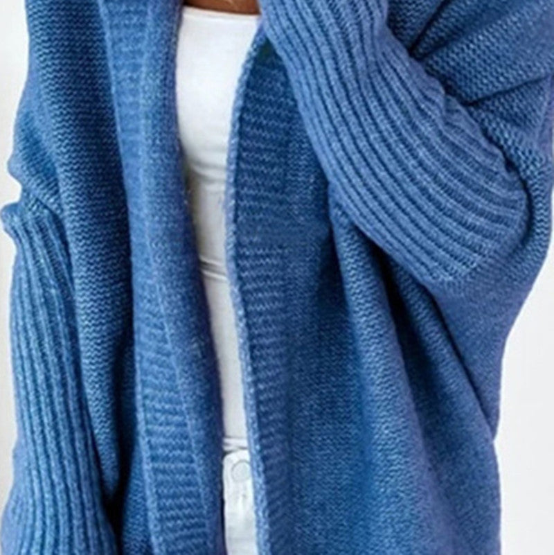 Hooded Batwing Sleeve Knit Sweater