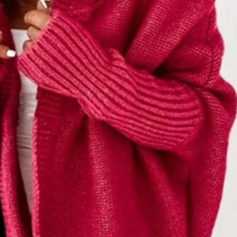 Hooded Batwing Sleeve Knit Sweater