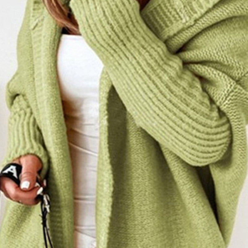 Hooded Batwing Sleeve Knit Sweater