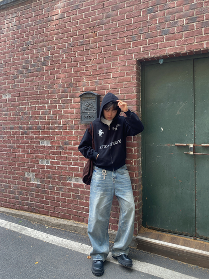 hooded cardigan sweatshirt