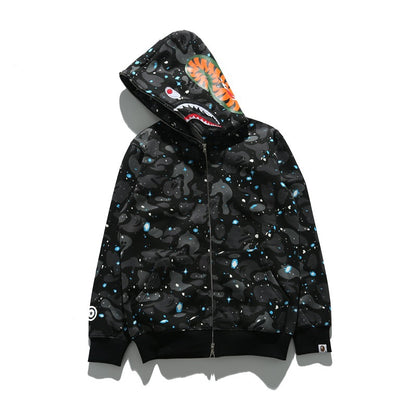 Hooded Cardigan Zipper Fleece Sweatshirt