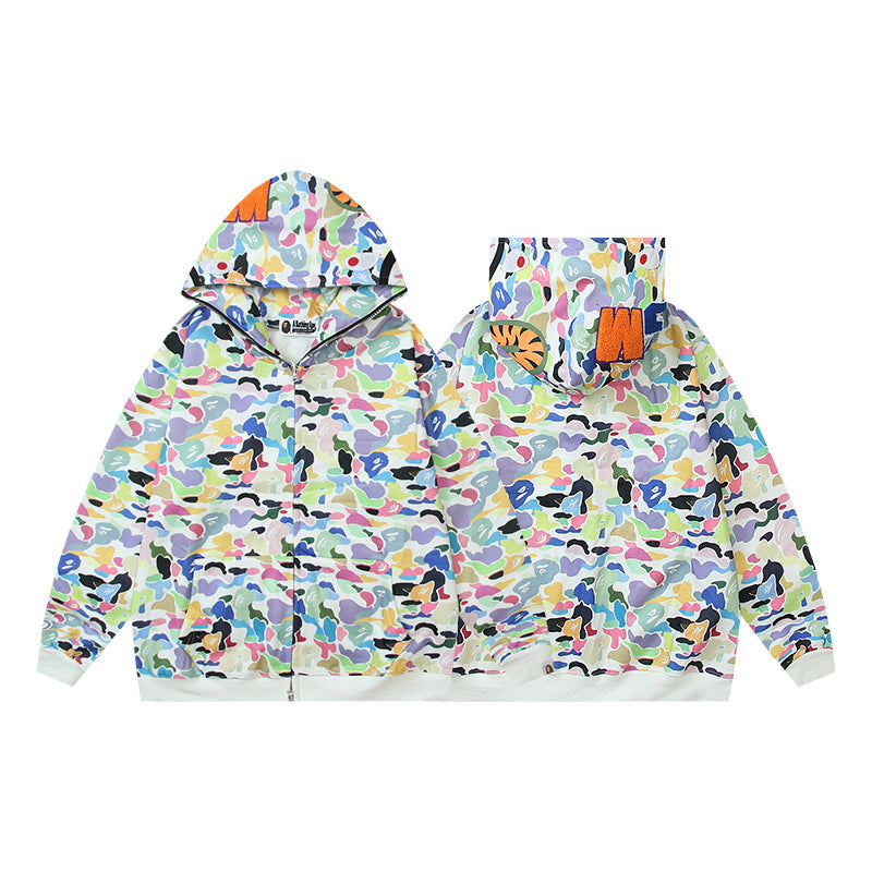 Hooded Cardigan Zipper Fleece Sweatshirt