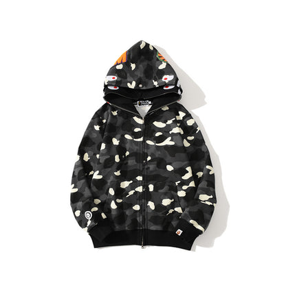 Hooded Cardigan Zipper Fleece Sweatshirt