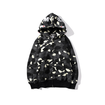 Hooded Cardigan Zipper Fleece Sweatshirt
