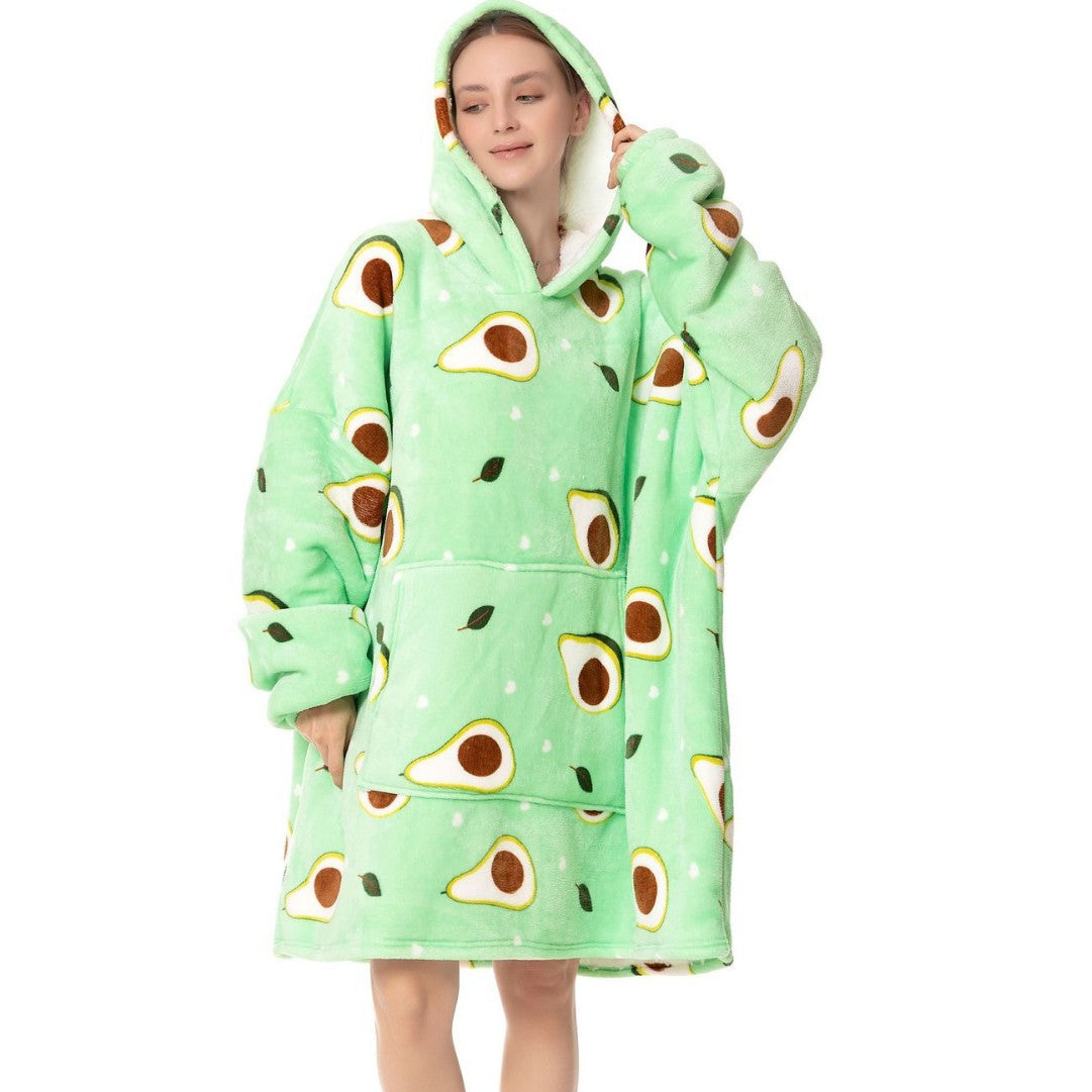 Hooded Coral Fleece Blanket Wearable