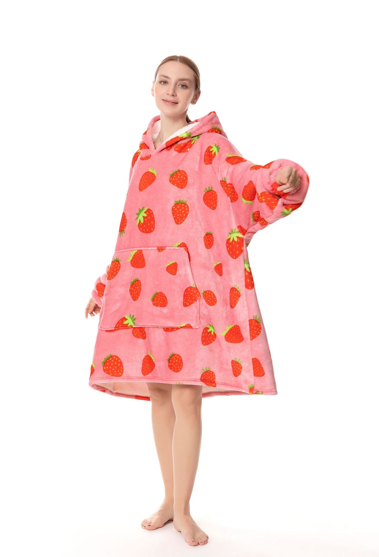 Hooded Coral Fleece Blanket Wearable