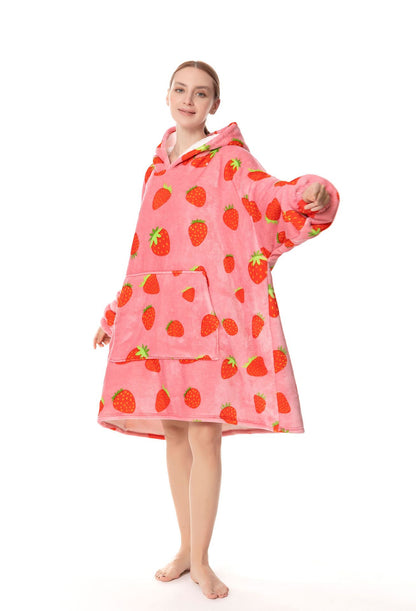 Hooded Coral Fleece Blanket Wearable