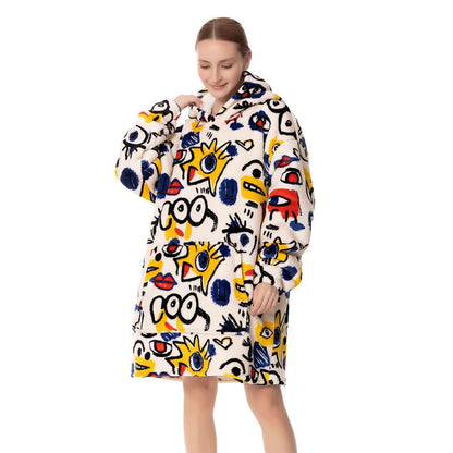 Hooded Coral Fleece Blanket Wearable