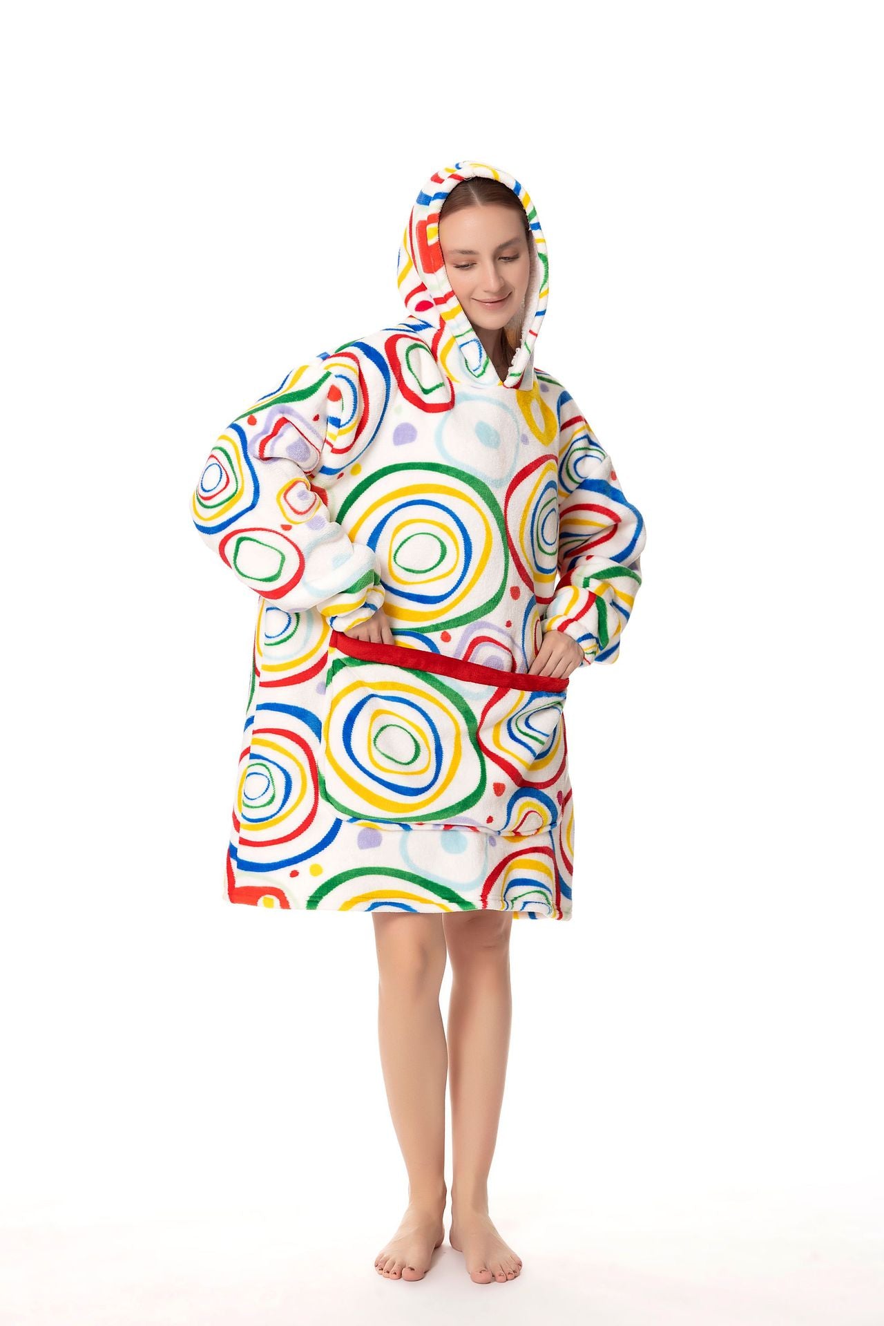 Hooded Coral Fleece Blanket Wearable