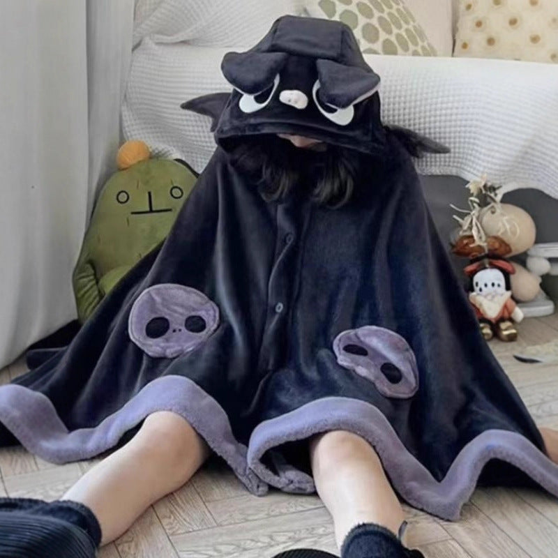 Hooded Coral Fleece Nightgown Shawl