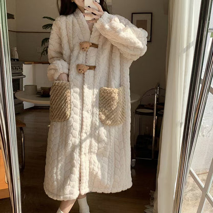Hooded coral fleece pajamas