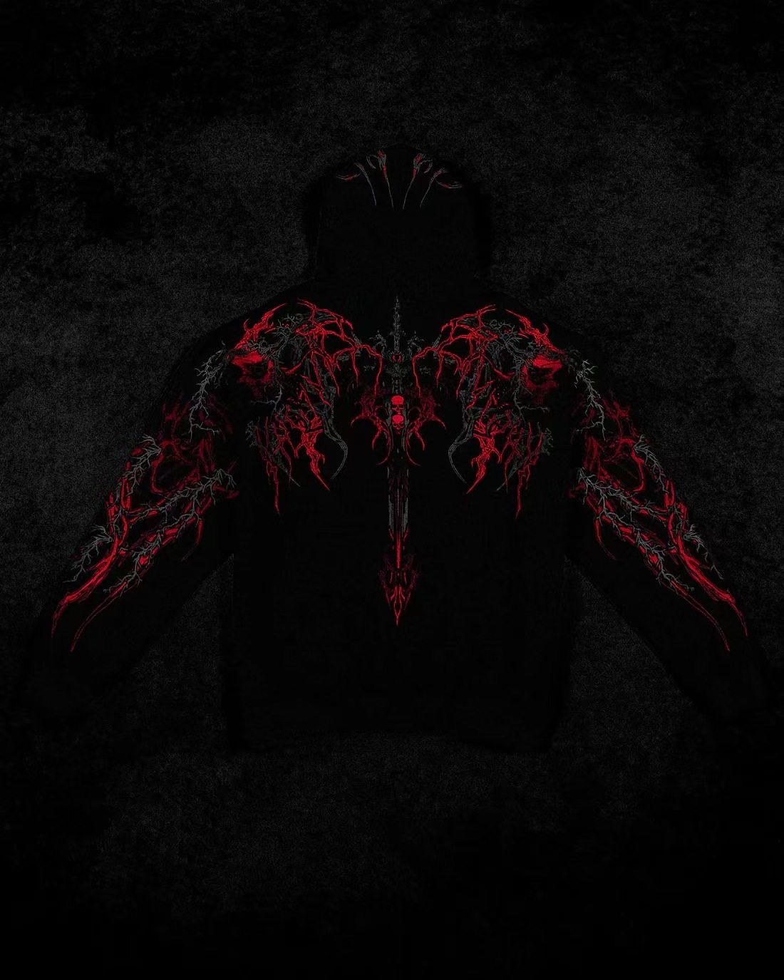 Hooded dark style sports hoodie
