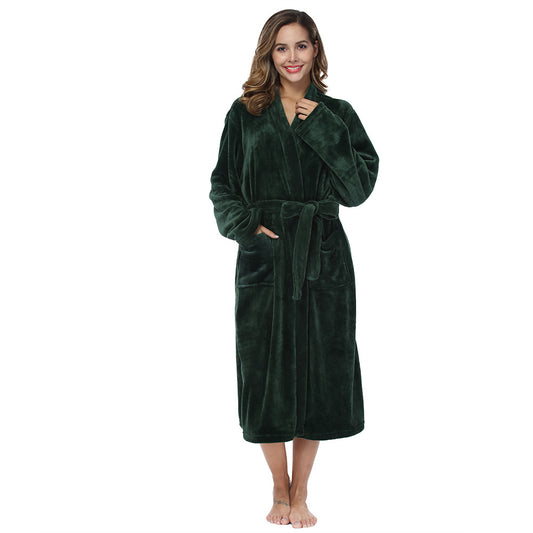Hooded Flannel Bathrobe for Women
