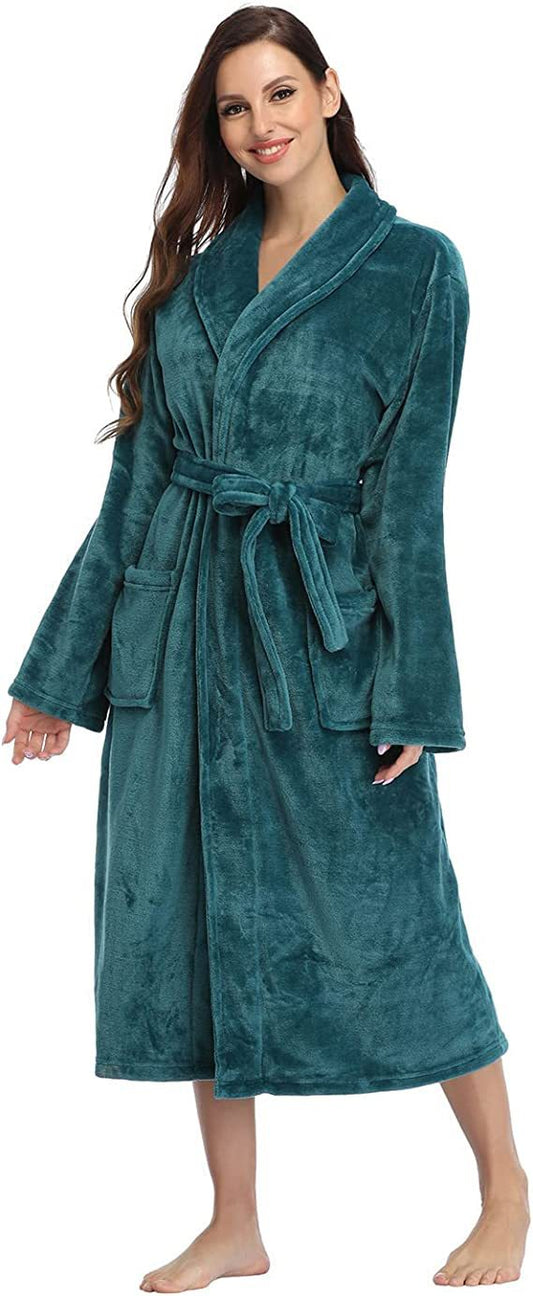 Hooded Flannel Bathrobe for Women