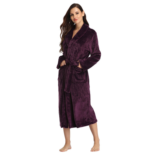 Hooded Flannel Bathrobe for Women