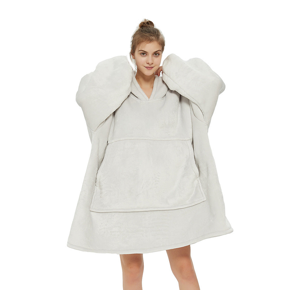 Hooded Flannel Wearable Blanket for Home Comfort