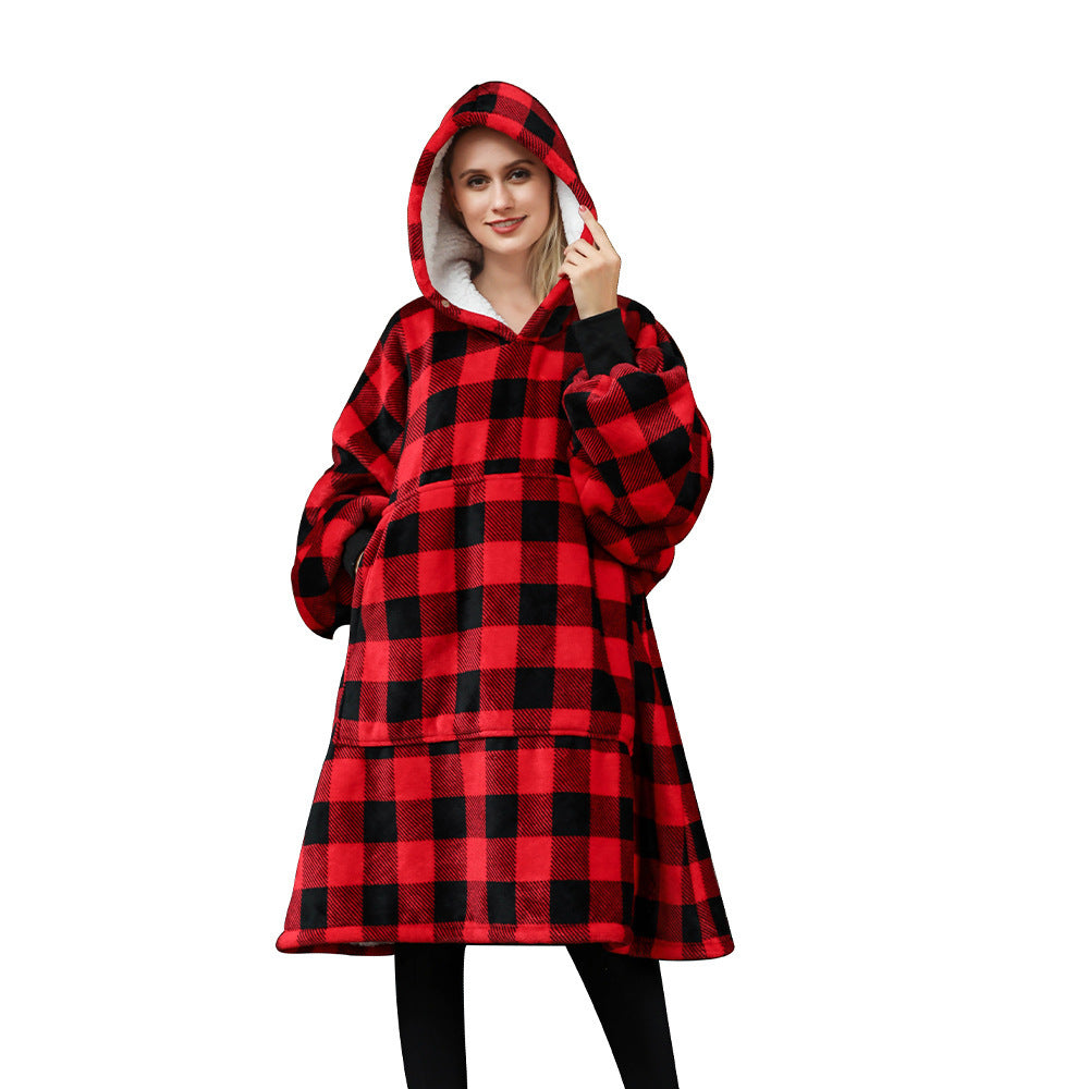 Hooded Flannel Wearable Blanket for Home Comfort