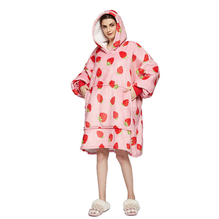 Hooded Flannel Wearable Blanket for Home Comfort