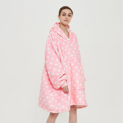 Hooded Flannel Wearable Blanket for Home Comfort