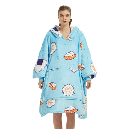 Hooded Flannel Wearable Blanket for Home Comfort