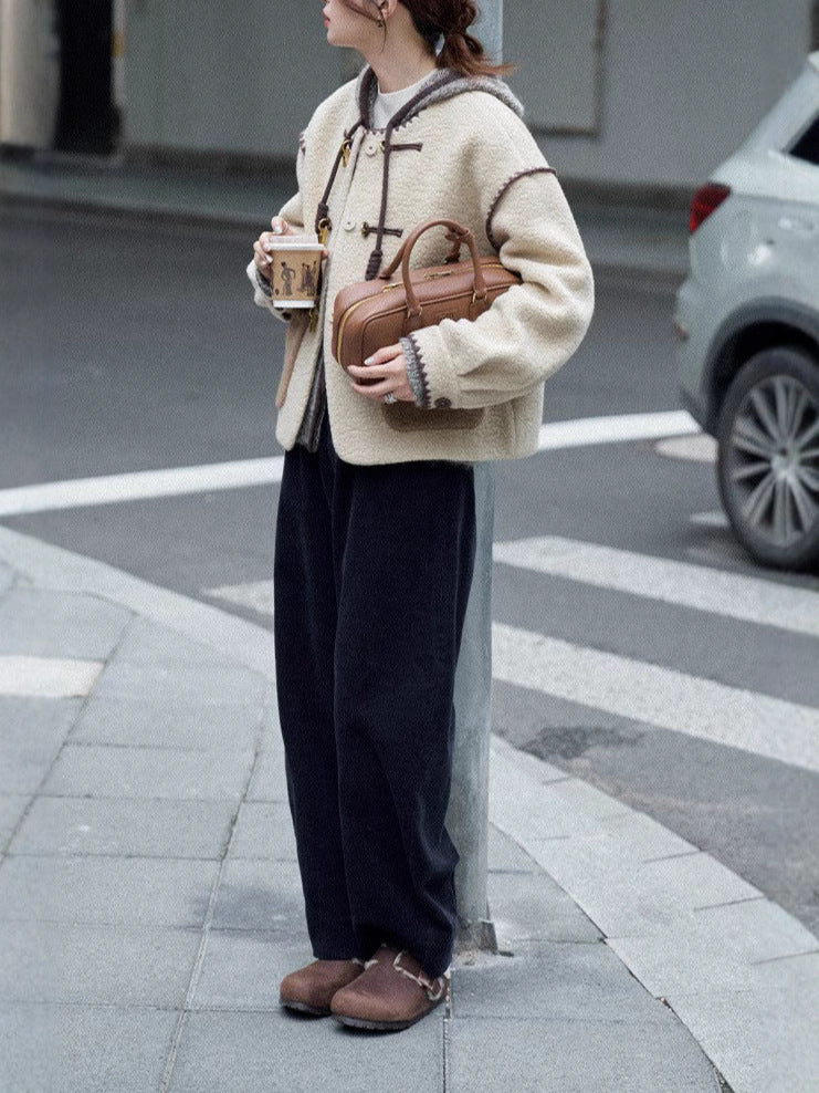 Hooded knitted cardigan