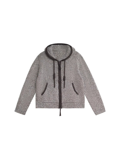 Hooded knitted cardigan