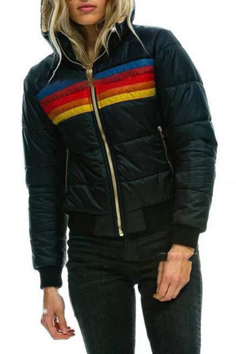 Hooded Printed Short Cotton Jacket