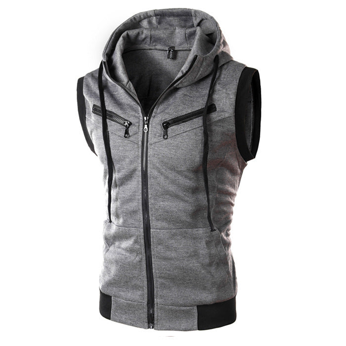 Hooded sleeveless jacket for casual wear