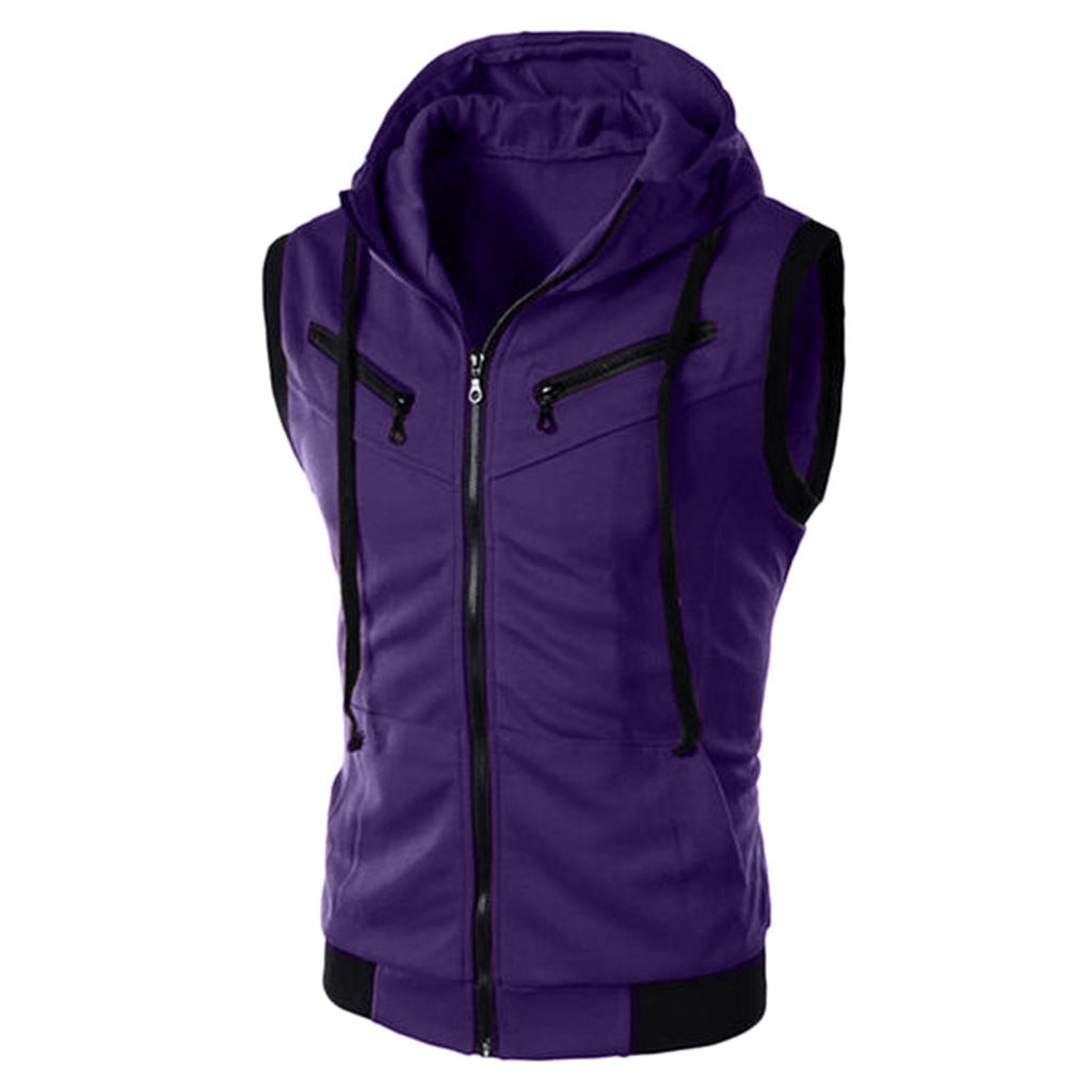 Hooded sleeveless jacket for casual wear
